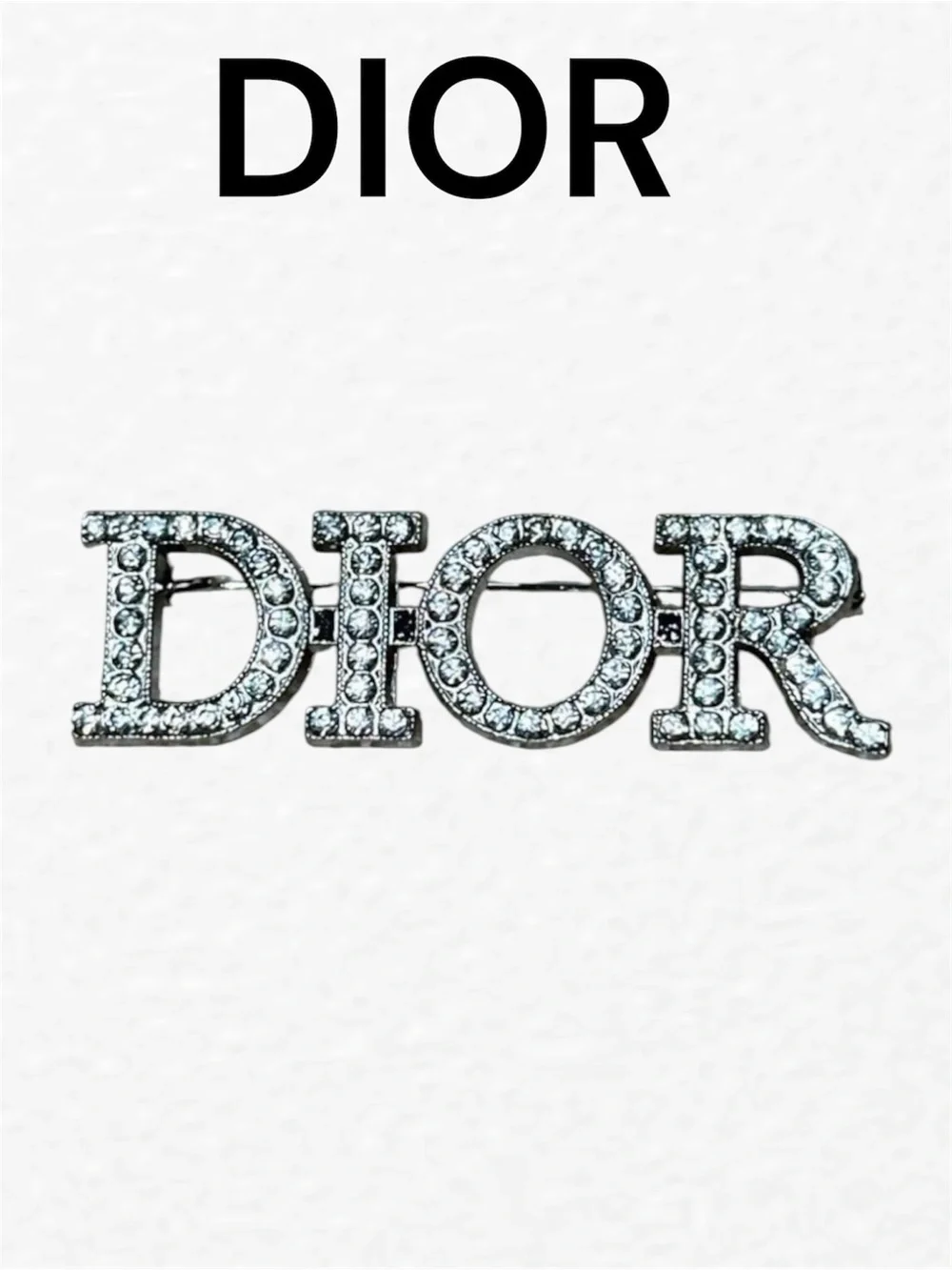 DIOR Silver Tone Clear Rhinestone Brooch Pin